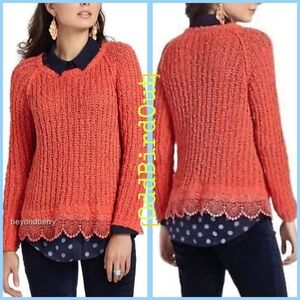 Anthropologie Lace Hem Pullover Knitted & Knotted